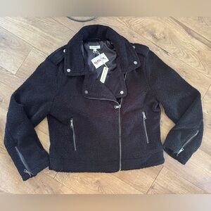 Max Studio Black Textured Moto Jacket